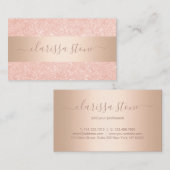 Elegant modern geometrisch koper roos goud glitter visitekaartje (Voorkant / Achterkant)