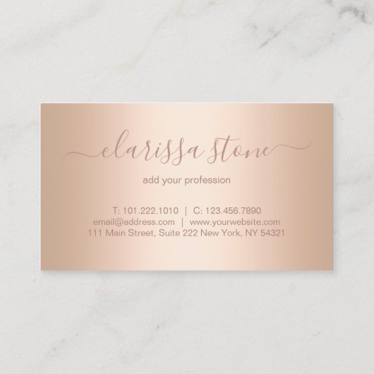 Elegant modern geometrisch koper roos goud glitter visitekaartje (Achterkant)