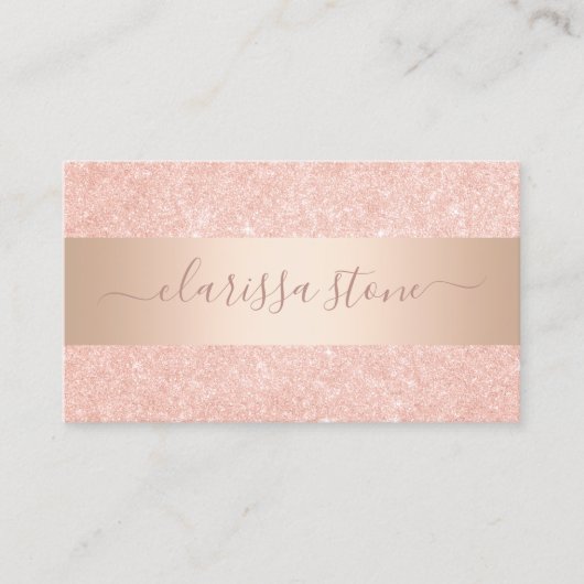 Elegant modern geometrisch koper roos goud glitter visitekaartje (Voorkant)