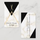 Elegant modern Geometrisch Marmer Gold, schaar Visitekaartje (Voorkant / Achterkant)
