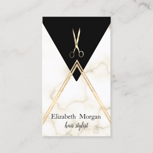 Elegant modern Geometrisch Marmer Gold, schaar Visitekaartje (Voorkant)