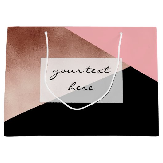 elegant modern geometrisch roos goud roze zwart groot cadeauzakje (Voorkant)