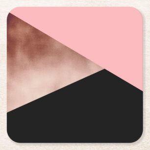 elegant modern geometrisch roos goud roze zwart kartonnen onderzetters