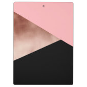 elegant modern geometrisch roos goud roze zwart klembord (Achterkant)
