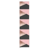 elegant modern geometrisch roos goud roze zwart korte tafelloper (Voorkant)