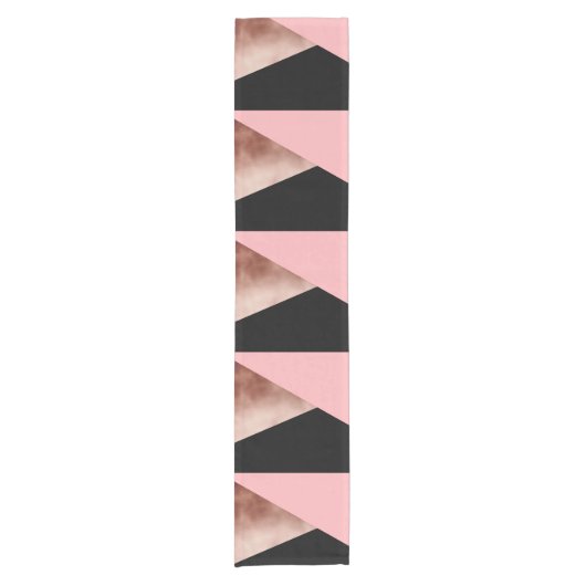 elegant modern geometrisch roos goud roze zwart korte tafelloper (Voorkant)