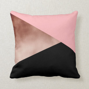 elegant modern geometrisch roos goud roze zwart kussen