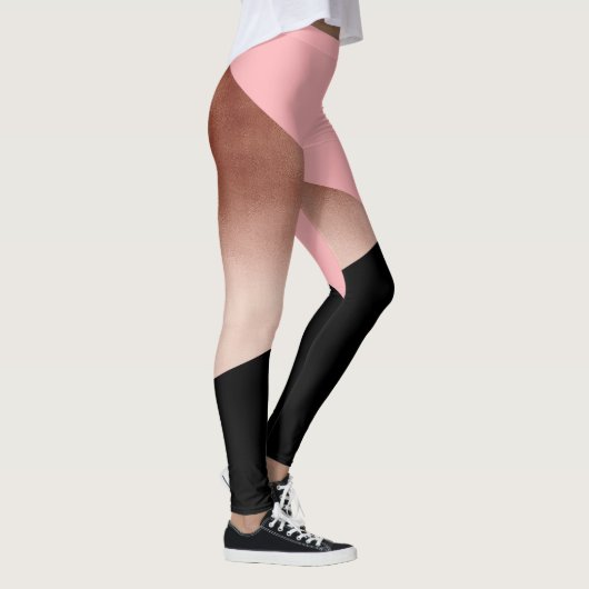 elegant modern geometrisch roos goud roze zwart leggings (Rechts)
