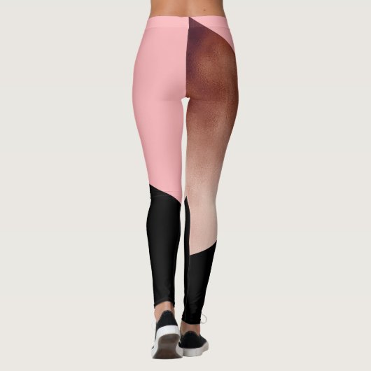 elegant modern geometrisch roos goud roze zwart leggings (Achterkant)