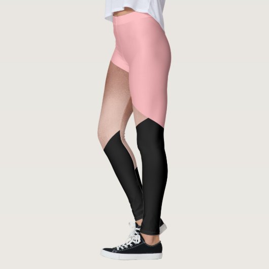 elegant modern geometrisch roos goud roze zwart leggings (Links)