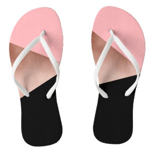 elegant modern geometrisch roos goud roze zwart teenslippers