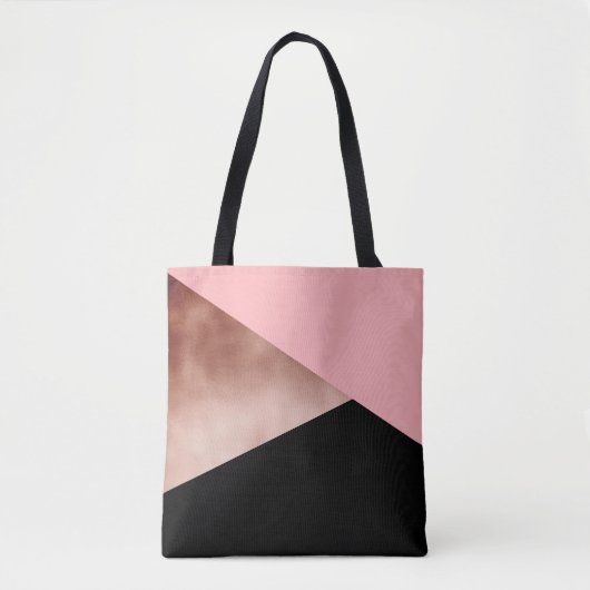 elegant modern geometrisch roos goud roze zwart tote bag (Voorkant)