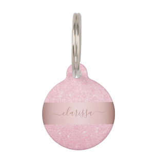 Elegant modern geometrisch roos goudglitter huisdierpenning