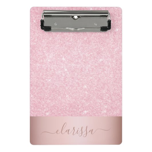 Elegant modern geometrisch roos goudglitter mini klembord (Voorkant)