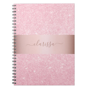 Elegant modern geometrisch roos goudglitter notitieboek