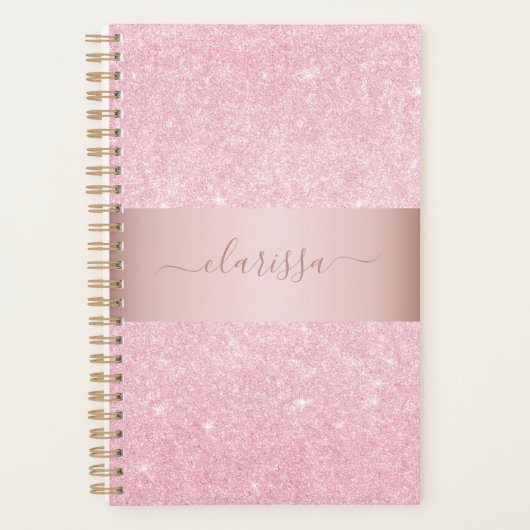 Elegant modern geometrisch roos goudglitter planner (Voorkant)
