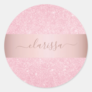 Elegant modern geometrisch roos goudglitter ronde sticker