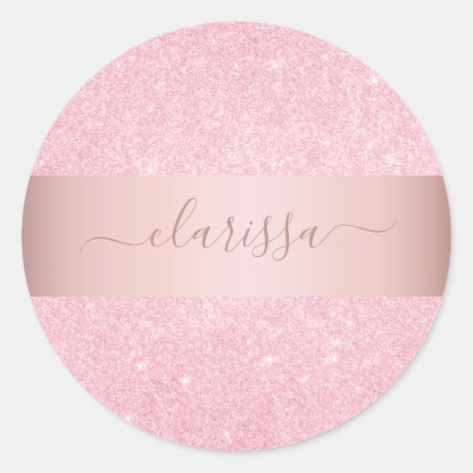 Elegant modern geometrisch roos goudglitter ronde sticker (Voorkant)
