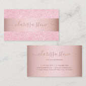 Elegant modern geometrisch roos goudglitter visitekaartje (Voorkant / Achterkant)