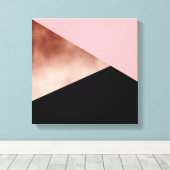 elegant modern geometrisch roos goudroze zwart canvas afdruk (Insitu (Houten vloer))