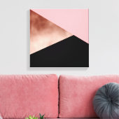 elegant modern geometrisch roos goudroze zwart canvas afdruk (Insitu (Woonkamer))