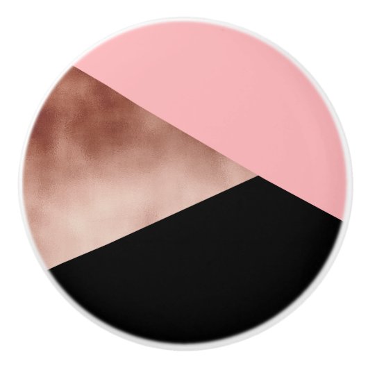 elegant modern geometrisch roos goudroze zwart keramische knop (Voorkant)