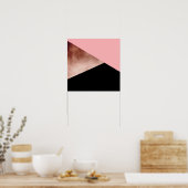 elegant modern geometrisch roos goudroze zwart poster (Keuken)