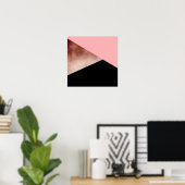 elegant modern geometrisch roos goudroze zwart poster (Thuiskantoor)