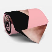 elegant modern geometrisch roos goudroze zwart stropdas (Opgerold)