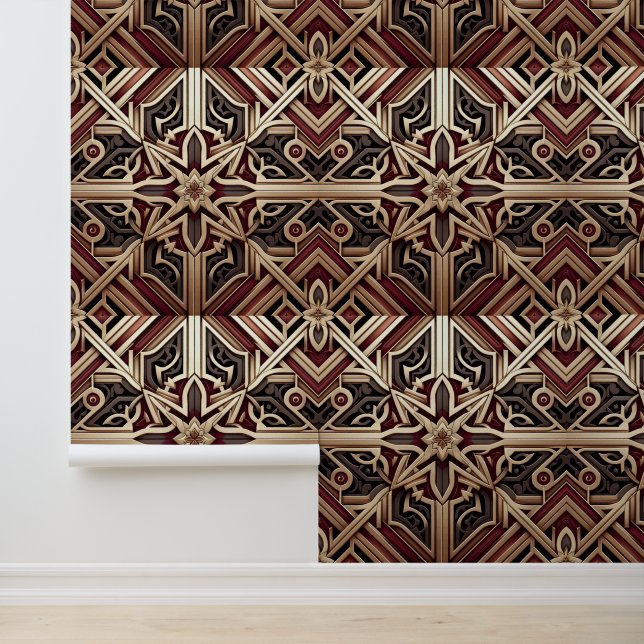 Elegant Modern Geometrisch Sterpatroon Behang (Applicatie)