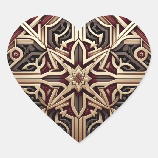 Elegant Modern Geometrisch Sterpatroon Hart Sticker (Voorkant)