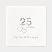 Elegant modern gepersonaliseerd 25e Jubileum feest Folie Servetten (Voorkant)
