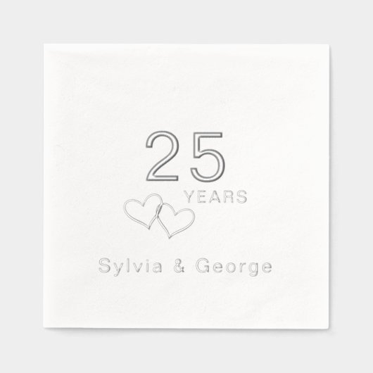 Elegant modern gepersonaliseerd 25e Jubileum feest Folie Servetten (Voorkant)