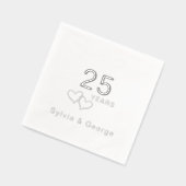 Elegant modern gepersonaliseerd 25e Jubileum feest Folie Servetten (Links)