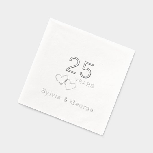 Elegant modern gepersonaliseerd 25e Jubileum feest Folie Servetten (Links)