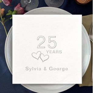 Elegant modern gepersonaliseerd 25e Jubileum feest Folie Servetten