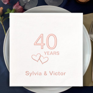 Elegant modern gepersonaliseerd 40e Jubileum feest Folie Servetten
