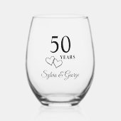 Elegant modern gepersonaliseerd 50ste Jubileum cad Wijnglas Zonder Voet (Voorkant)