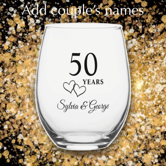 Elegant modern gepersonaliseerd 50ste Jubileum cad Wijnglas Zonder Voet