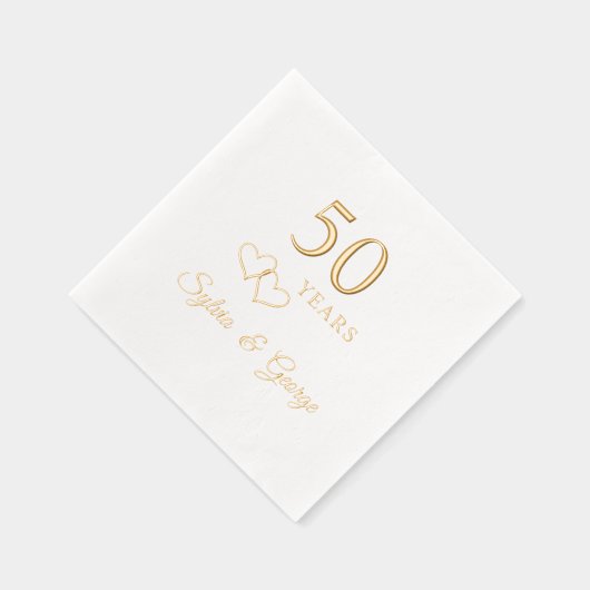 Elegant modern gepersonaliseerd 50ste Jubileum fee Folie Servetten (Rechts)