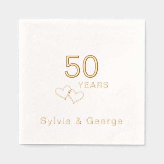 Elegant modern gepersonaliseerd 50ste Jubileum fee Folie Servetten (Voorkant)