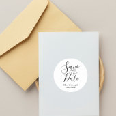 Elegant Modern Gepersonaliseerd de datum bruiloft Ronde Sticker