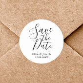 Elegant Modern Gepersonaliseerd de datum bruiloft Ronde Sticker