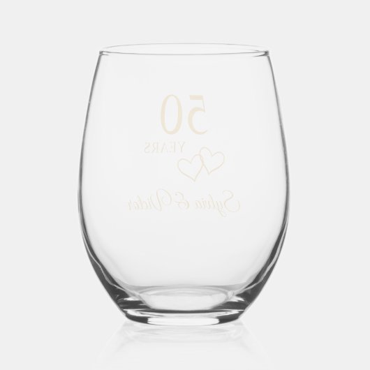 Elegant modern gepersonaliseerd goud 50e Jubileum Wijnglas Zonder Voet (Achterkant)