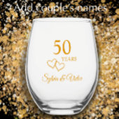 Elegant modern gepersonaliseerd goud 50e Jubileum Wijnglas Zonder Voet
