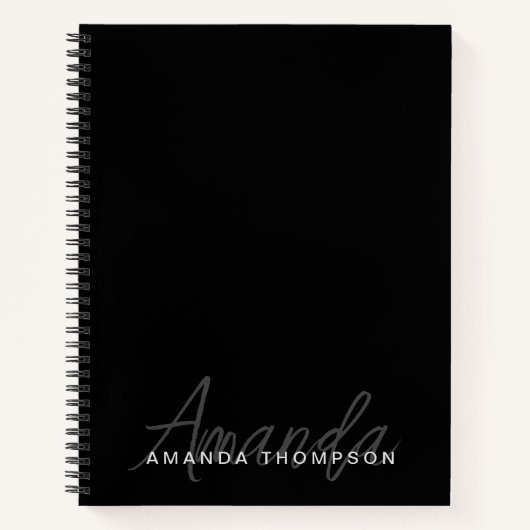 Elegant modern gepersonaliseerd met naam monogram notitieboek (Voorkant)