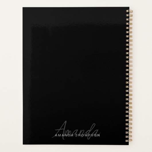Elegant modern gepersonaliseerd met naam monogram planner (Achterkant)