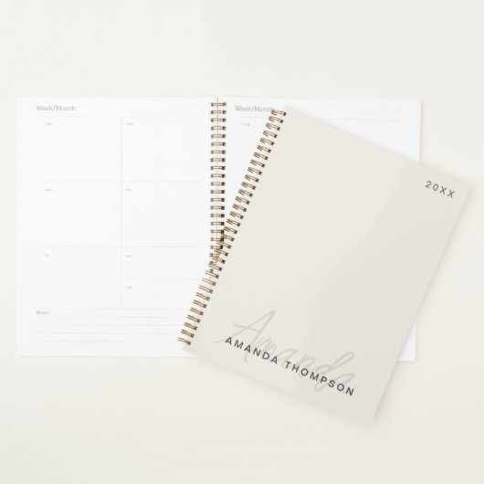 Elegant modern gepersonaliseerd met naam monogram planner (Display)