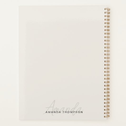Elegant modern gepersonaliseerd met naam monogram planner (Achterkant)