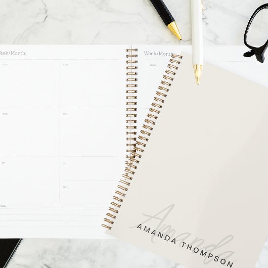 Elegant modern gepersonaliseerd met naam monogram planner